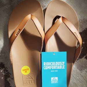 REEF "Cushion Court" Natural Women's Flip Flops, Size 6, NWT